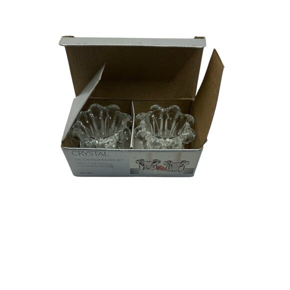 Crystal Candle Holders Heavy Crystal Glass For Votive / Tapered Candles Sets-2 - Picture 2 of 11